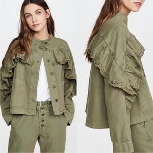 The Great Eyelet Army Utility Full Button Jacket Coat Size 2